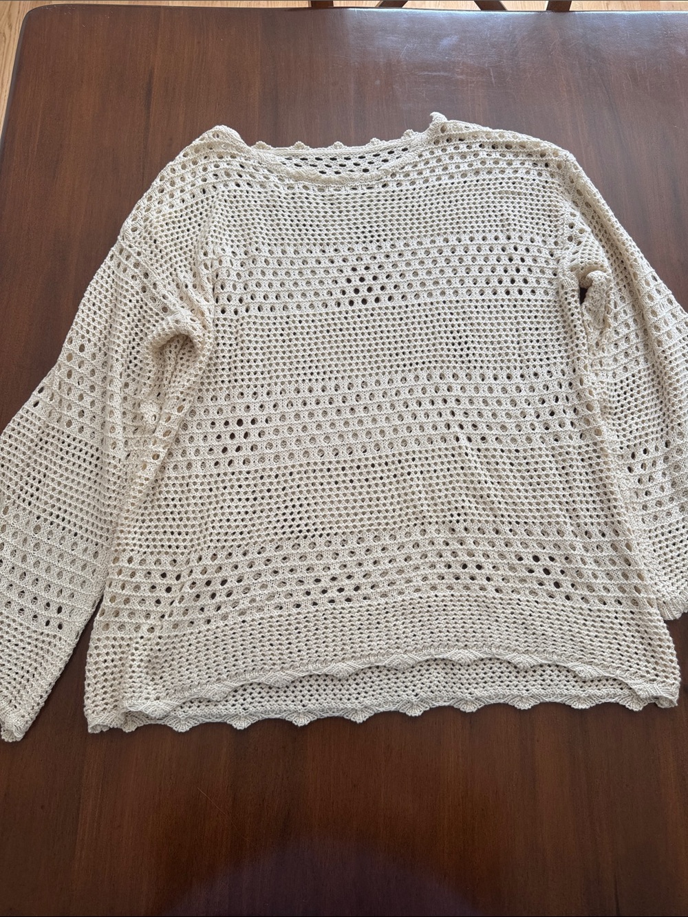 Light Cream Open-Knit Women's Sweater